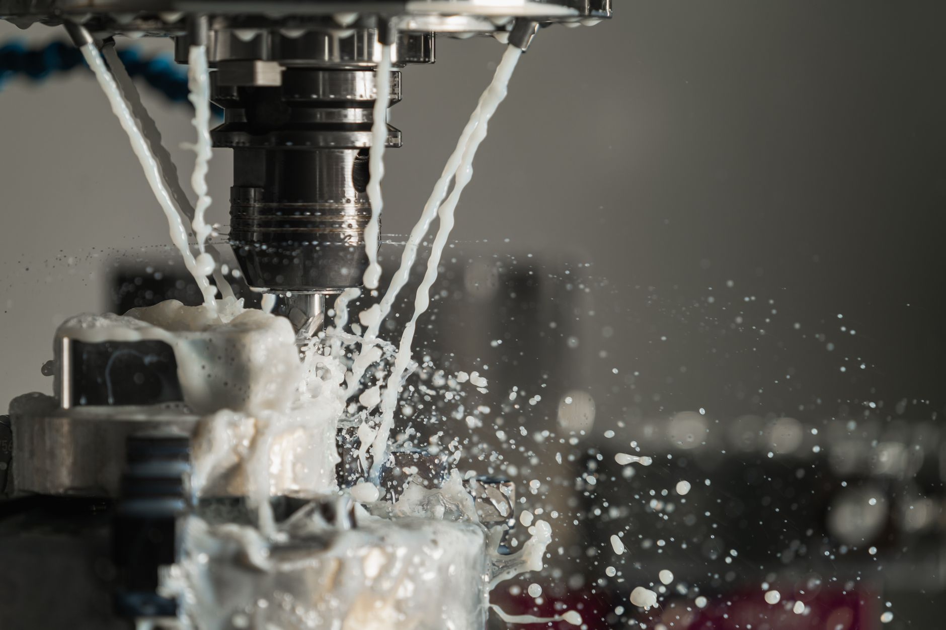 close up of machine splashing milk